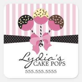 Whimsical Cake Pops Bäckerei Box Siegel Quadratischer Aufkleber
