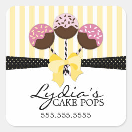 Whimsical Cake Pops Bäckereiaufkleber Quadratischer Aufkleber