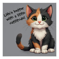Whimsical Calico Kitten mit Cattitude