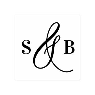 Whimsical-Calligraphy-Ampersand-Hochzeitsmonogramm Gummistempel
