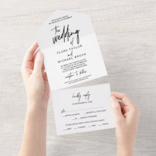 Whimsical Calligraphy Die Hochzeit Von All In One Einladung