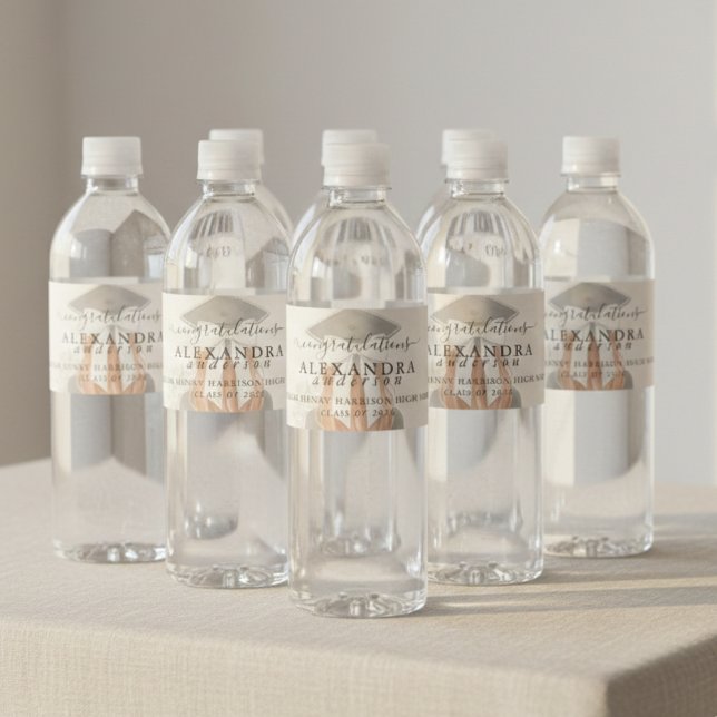 Whimsical Calligraphy Graduation Bow (Whimsical Calligraphy Graduation Bow Water Bottle Label
)