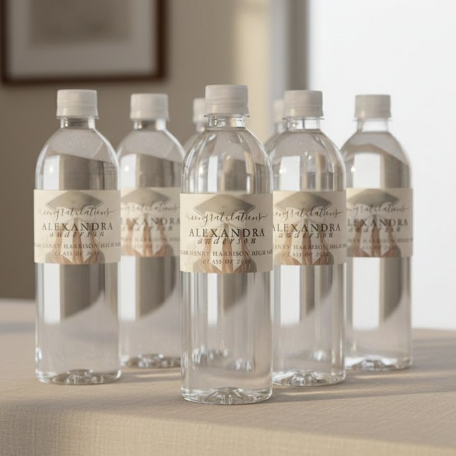 Whimsical Calligraphy Graduation Bow (Whimsical Calligraphy Graduation Bow Water Bottle Label)