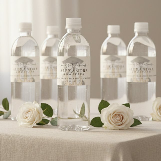 Whimsical Calligraphy Graduation Bow (Whimsical Calligraphy Graduation Bow Water Bottle Label
)