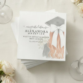 Whimsical Calligraphy Graduation Bow Serviette
