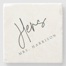 Whimsical Calligraphy Hers Marmor-Untersetzer Steinuntersetzer