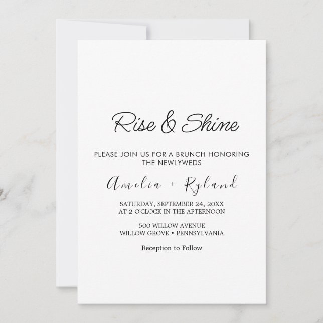 Whimsical Calligraphy Wedding Brunch Einladung (Vorderseite)