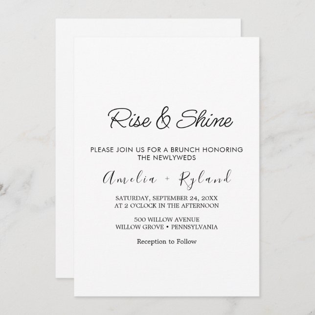 Whimsical Calligraphy Wedding Brunch Einladung (Vorne/Hinten)