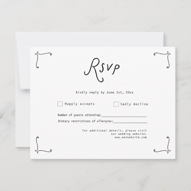 Whimsical Calligraphy Wedding RSVP Card (Vorderseite)