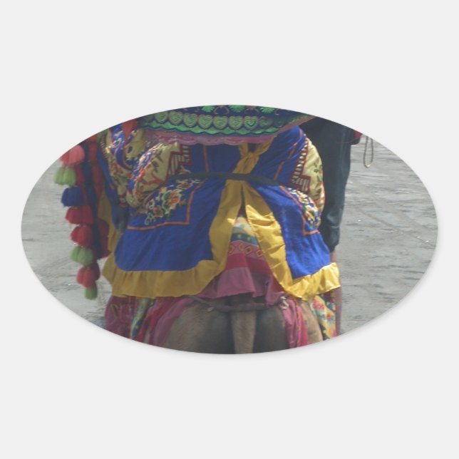 Whimsical Camel Art Print/Graphic Ovaler Aufkleber (Vorderseite)