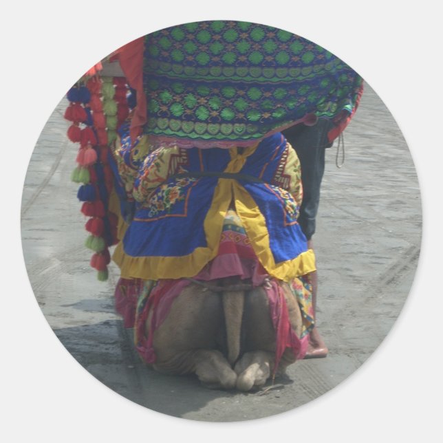 Whimsical Camel Art Print/Graphic Runder Aufkleber (Vorderseite)