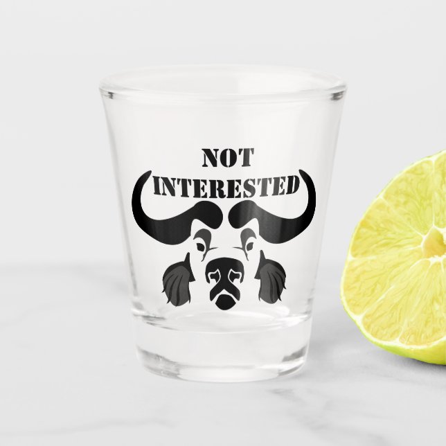 Whimsical Cape Buffalo, in schwarzer Tinte Schnapsglas (Vorderseite)