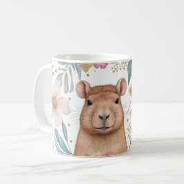 Whimsical Capybara und Floral Delight Kaffeetasse