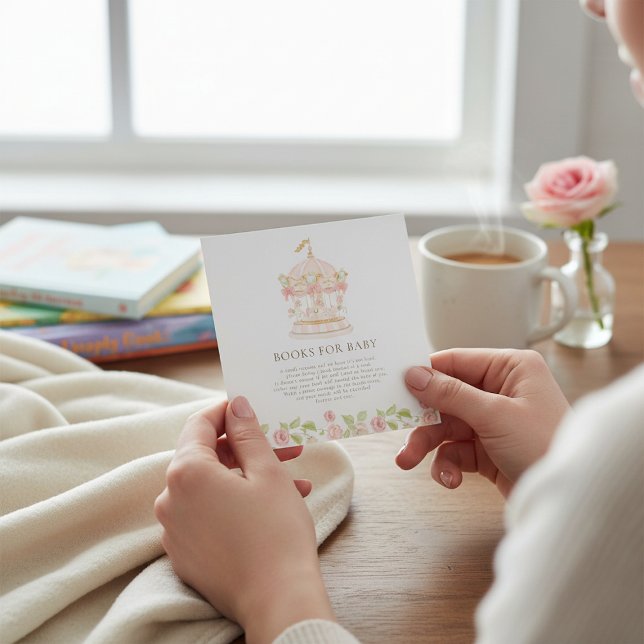 Whimsical Carousel Floral Baby Shower Book Card Begleitkarte (Von Creator hochgeladen)