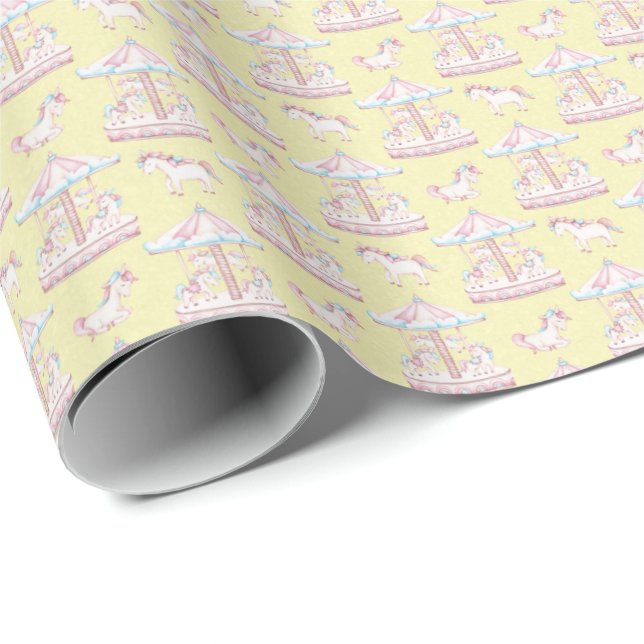 Whimsical Carousel Gift Wrap - Baby Shows Geschenkpapier (Rolleneckpunkt)