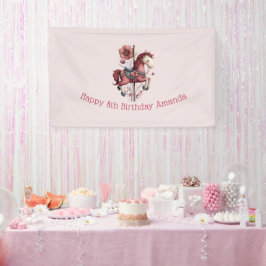 Whimsical Carousel Horse Image Birthday Banner