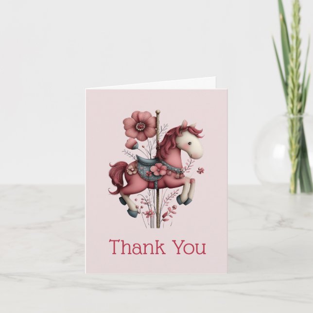 Whimsical Carousel Horse Image Dankeskarte (Vorderseite)
