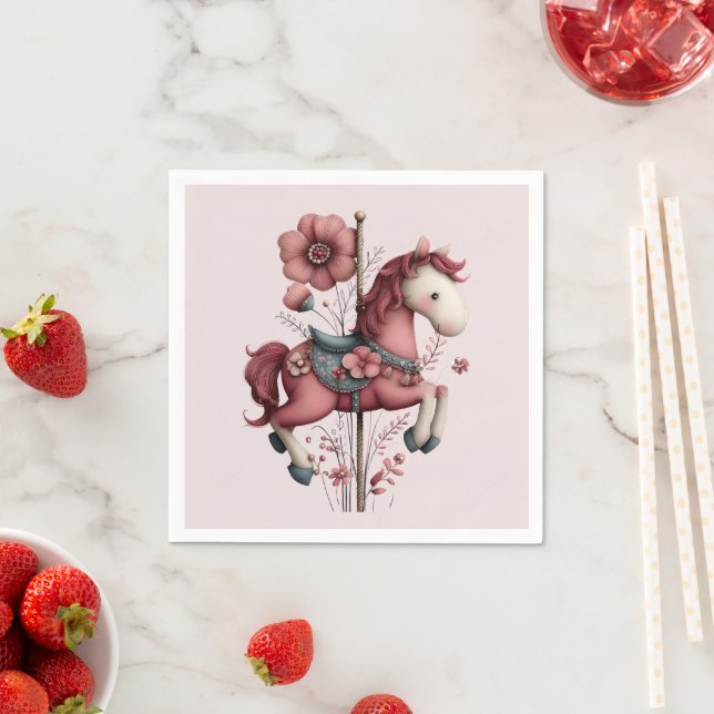  Whimsical Carousel Horse Image Serviette (Beispiel)