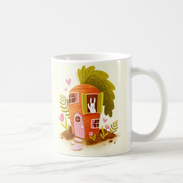 Whimsical Carrot Bunny House Mug Cute Farm Animals Kaffeetasse (Rechts)