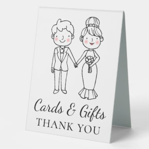Whimsical Cartoon Bride Groom Cards Geschenke Hoch Tischaufsteller