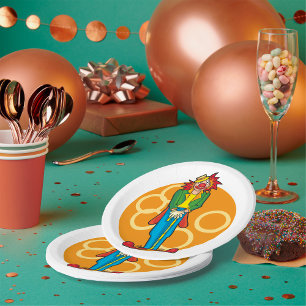 Whimsical Cartoon Clown mit hellen Farben Pappteller