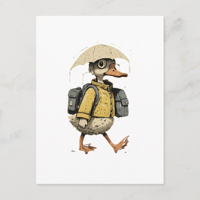 Whimsical Cartoon Duck Postcard Postkarte (Vorderseite)