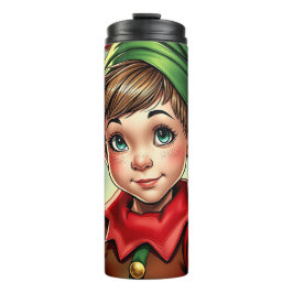 Whimsical Cartoon Elf | Christmas Thermosbecher