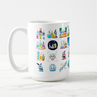 Whimsical Cartoon Grid of Smiling Animals in Scien Kaffeetasse