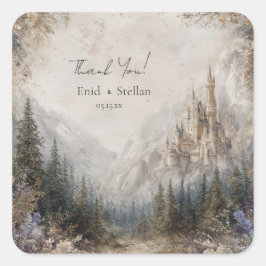 Whimsical Castle Forest Wedding Sticker