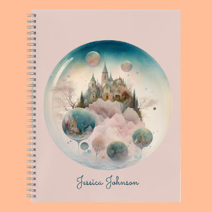 Whimsical Castle Pink Spiral Muster Notizbuch