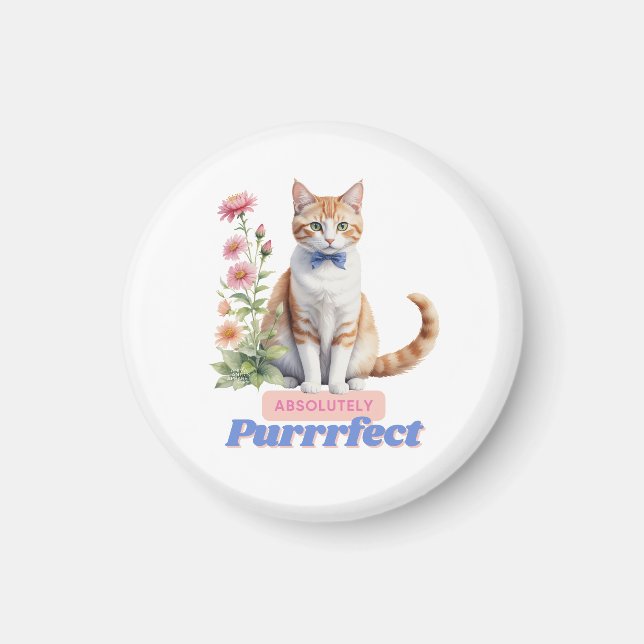 Whimsical Cat "Absolut purrfect" Magnet (Vorne)