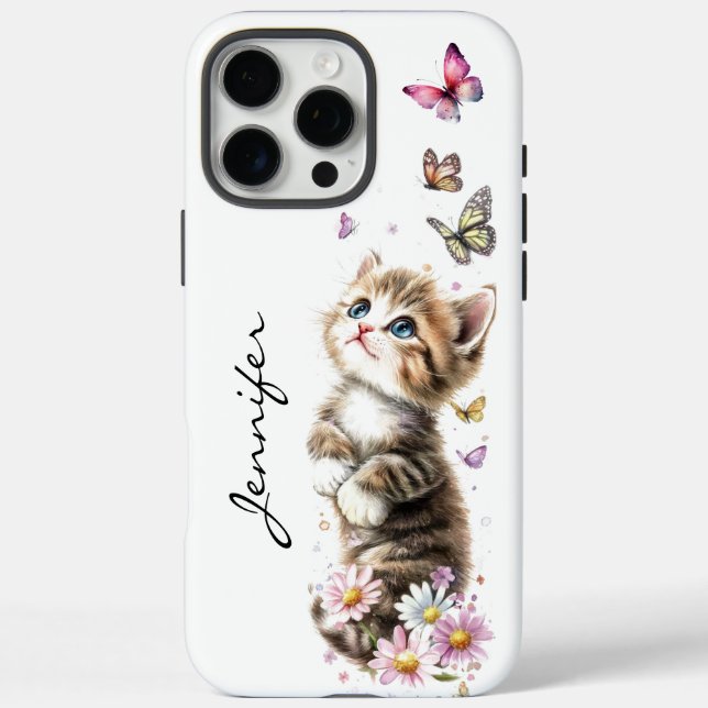 Whimsical Cat Adorable Niedlich Kitten iPhone 16 Pro Max Hülle (Rückseite)