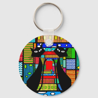 Whimsical Cat Art Geschenke Schlüsselanhänger