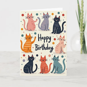 Whimsical Cat Art Grußkarte Karte