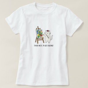 Whimsical Cat Artist Minimalistisch Doodle Style T-Shirt