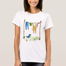 Whimsical Cat auf einer Wäscheleine