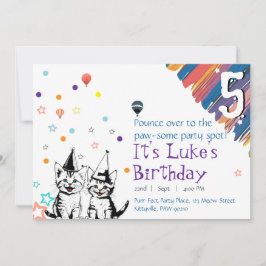 Whimsical Cat Birthday Einladung