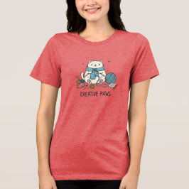 Whimsical Cat Crafter Knitting Summer Edition Tri-Blend Shirt