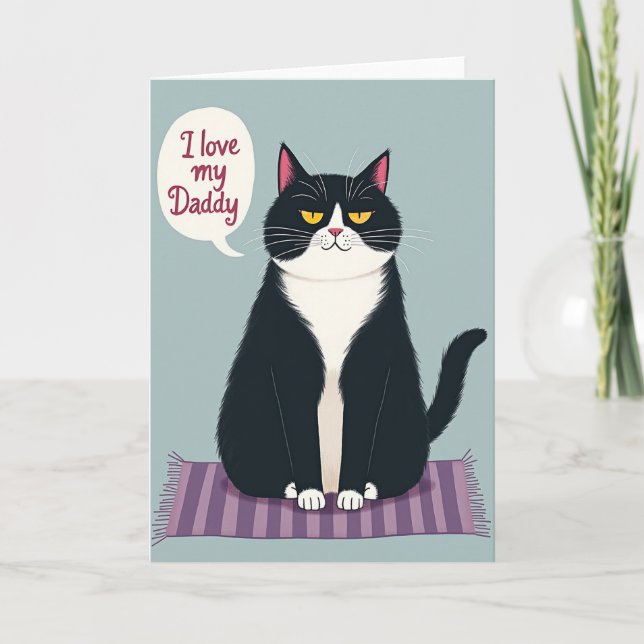 Whimsical Cat Dad Tag Karte (Vorderseite)