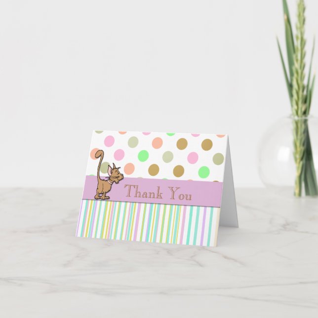 Whimsical Cat Danke-Card Dankeskarte (Vorderseite)