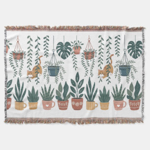 Whimsical Cat in der Pflanze Reben Parent Blanke Decke