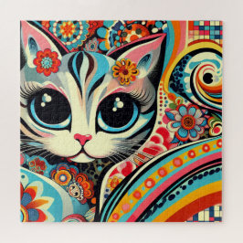 Whimsical Cat Mexican Folk Art Talavera Style