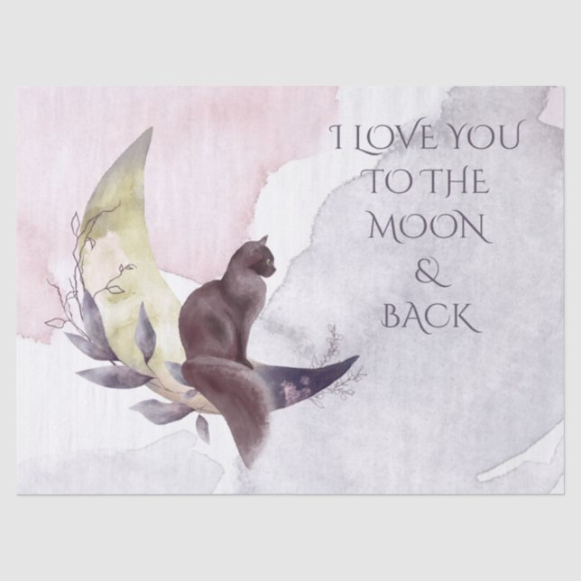 Whimsical Cat Moon Sprichwort Seidenpapier (Vorderseite)