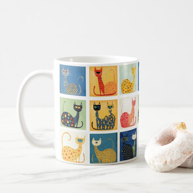 Whimsical Cat Parade Kaffeetasse (Mit Donut)