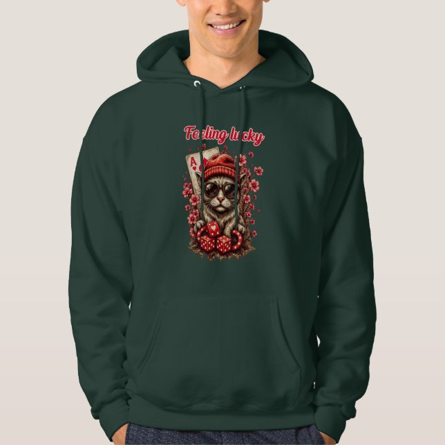 Whimsical Cat Poker Celebration Hoodie (Vorderseite)
