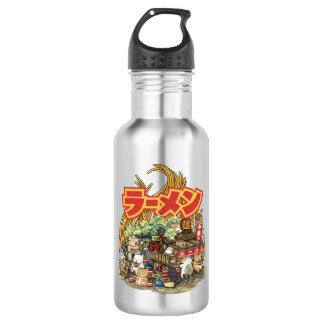 Whimsical Cat Ramen Noodle Stall Edelstahlflasche