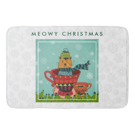 Whimsical Cat Sitzen in einem Teacup Weihnachten Badematte