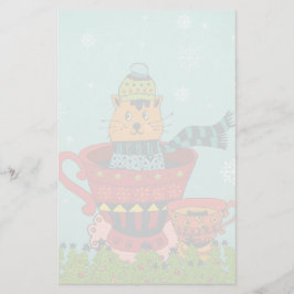 Whimsical Cat Sitzen in einem Teacup Weihnachten Briefpapier