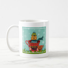 Whimsical Cat Sitzen in einem Teacup Weihnachten Kaffeetasse