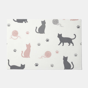 Whimsical Cat und Garn-Silhouette-Muster Fußmatte